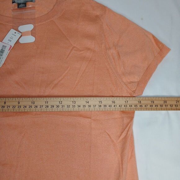 Signature Expression 100% Cashmere L Sweater Short Sleeve Lightweight Orange NWT - Picture 5 of 7